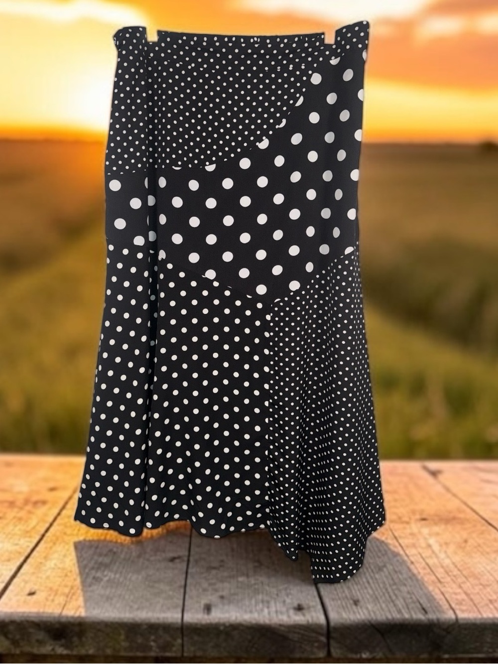 Rachel Zoe Black and White Midi Polka Dot Midi Skirt
